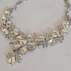 Designer Costume Rhinestone Silver Crystal Bling Collar Necklace 16"-20"